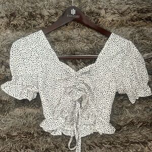Wild Fable White and Black Polka Dot Blouse